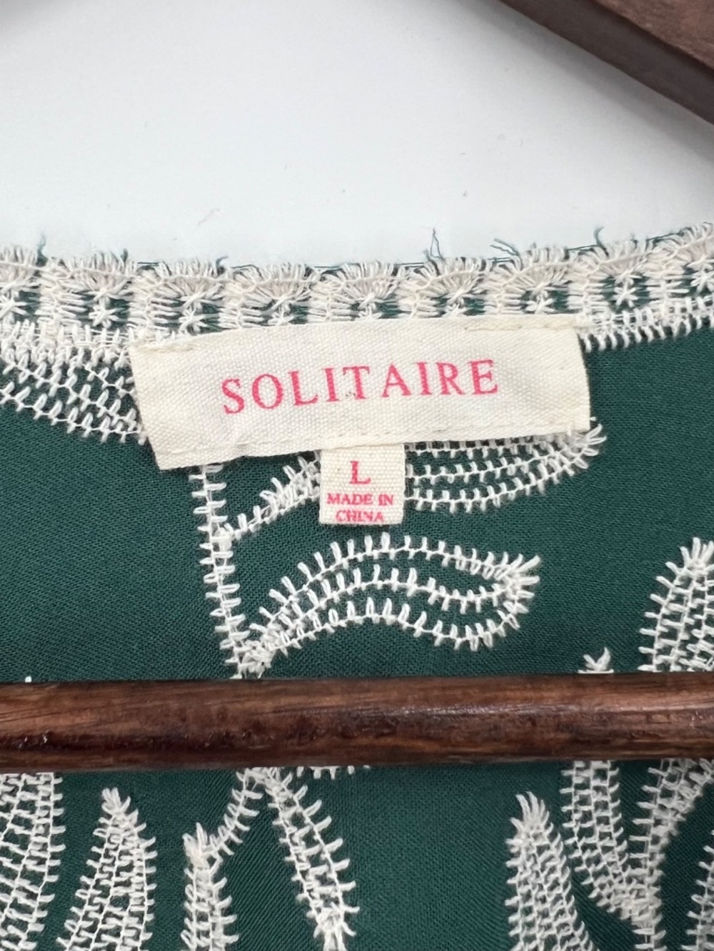 Solitaire Women Sz L Embroidered Puff Sleeve Blouse Rayon Cottage Boho Whimsy - Picture 6 of 10
